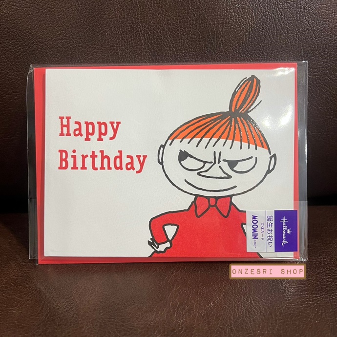 Moomin Pop Up Birthday Card From Japan การ์ดวันเกิดลาย Little My & Moomin สีแดง ขนาด 10 x 13.2 ซม.