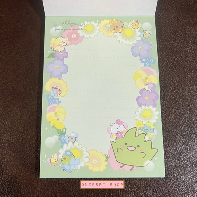สมุดฉีก Sumikko Gurashi - Zassou in the Fairy Flower Garden แบบสีเขียว ขนาด 14.8 x 10.5 ซม. มี 4 ลาย รวม 100 แผ่น