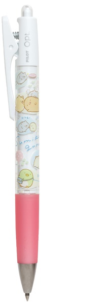 ปากกาหมึกดำ Pilot Opt. ลาย Sumikko Gurashi - Dog Cosplay with Puppy สีขาวชมพู ตรงคลิปที่หนีบเป็นแบบกด หนีบได้แน่น ไม่หลุดง่ายค่ะ