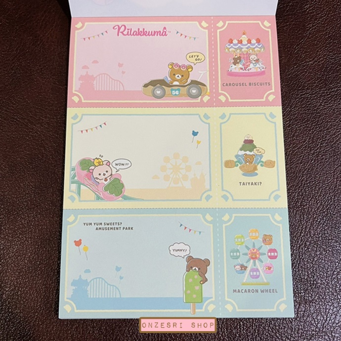 สมุดฉีก Rilakkuma Yum Yum Sweets? Amusement Park แบบสีฟ้า ขนาด 14.8 x 10.5 ซม. มี 4 ลาย รวม 100 แผ่น