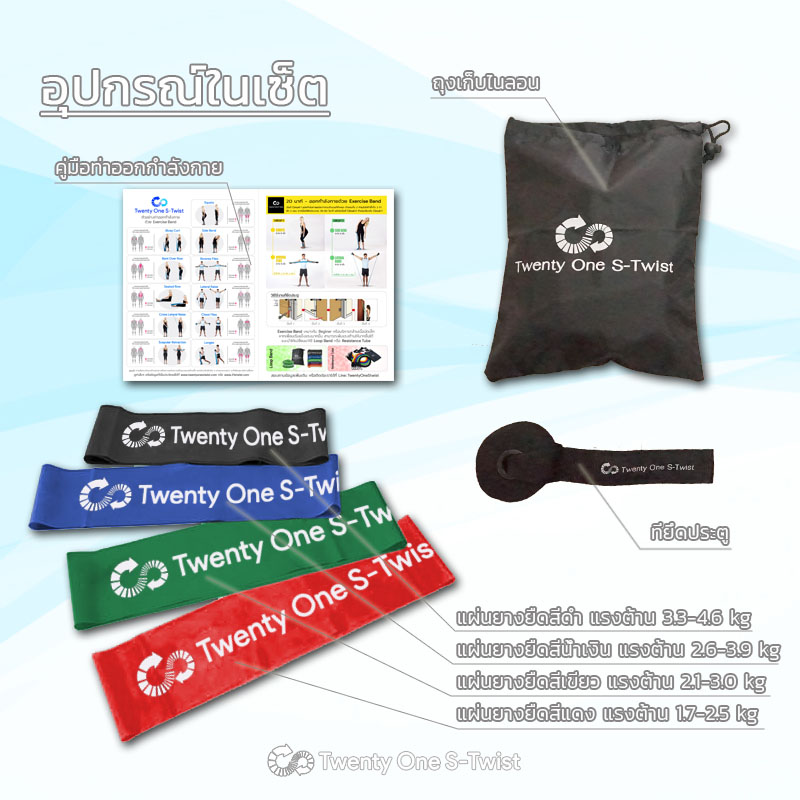 ยางยืดออกกำลังกายแบบแผ่น Exercise Band Set