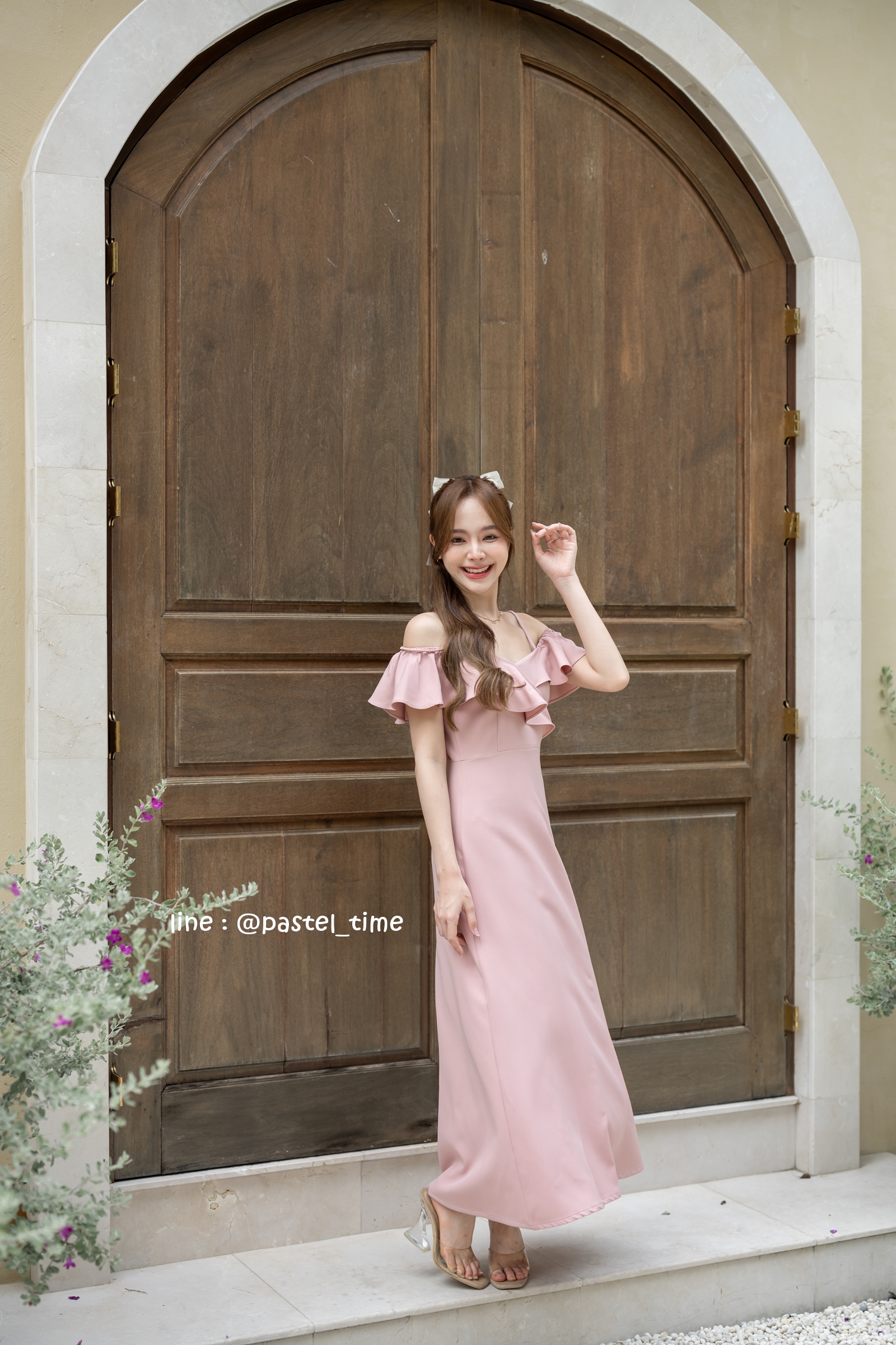 Stella Maxi Dress : สีชมพู