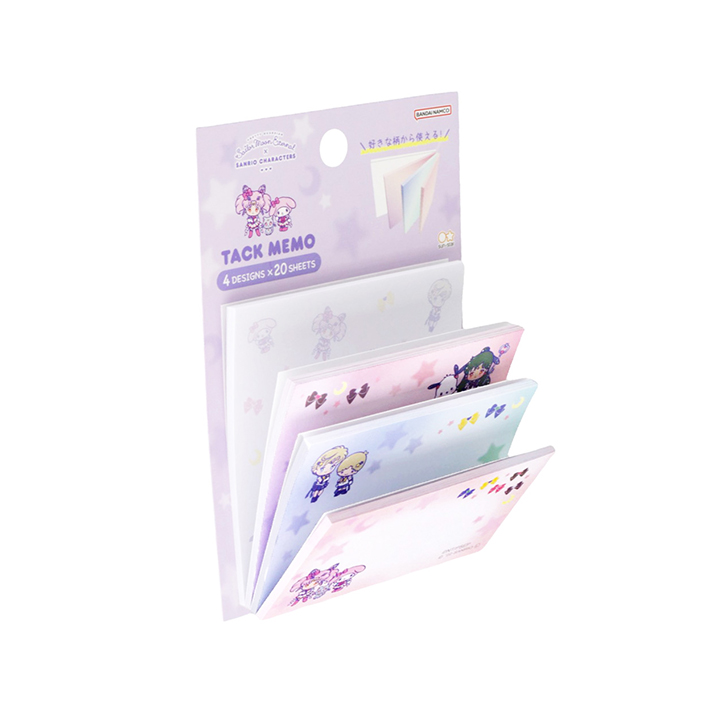 Tack Memo กระดาษโน้ตฉีก Sailor Moon Eternal x Sanrio Characters แบบสีม่วง ขนาด 8.5 x 11.5 x 0.8 ซม. มี 4 ลาย รวม 80 แผ่น