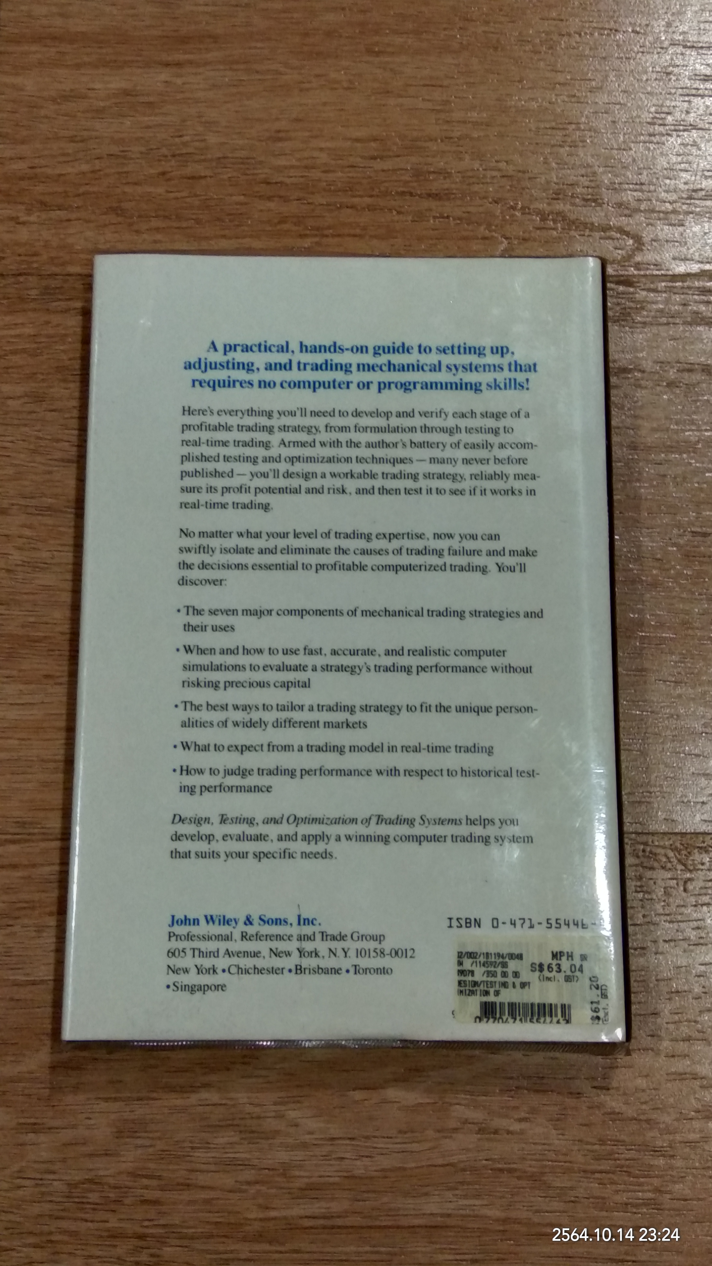 Design, Testing, and Optimization of Trading Systems / Robert Fischer