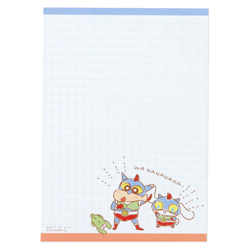 สมุดฉีก Cinnamoroll x Crayon Shinchan แบบสีขาว ขนาด A6 (10.3 x 14.5 x 1.1 ซม.) มี 4 ลาย รวม 100 แผ่น