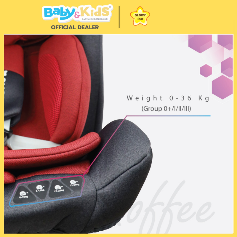 Glowy Star คาร์ซีทเด็ก Banana Banoffee Velvet Red (ใช้ได้ตั้งแต่แรกเกิด – 12 ขวบ )