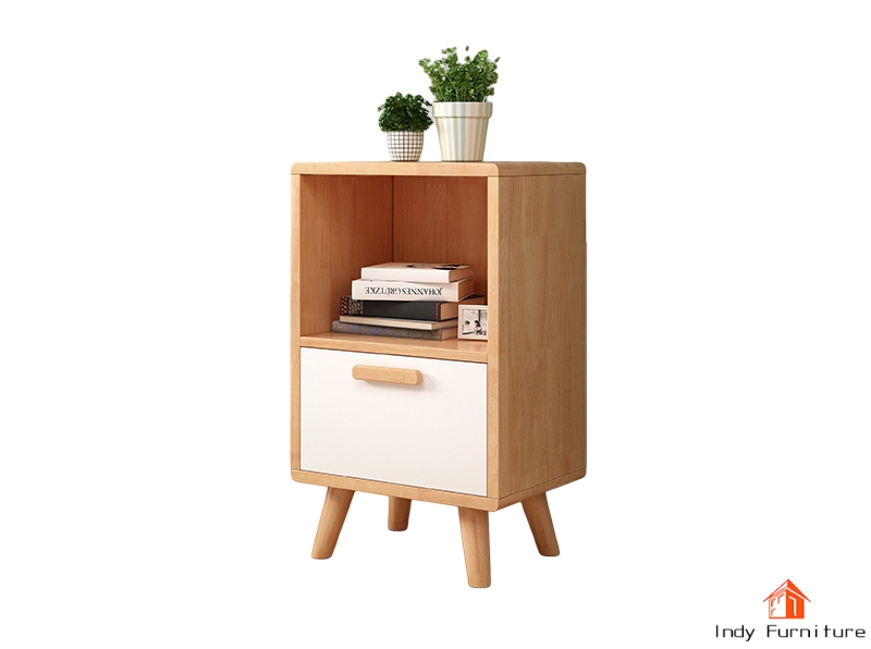 ตู้วางทีวีไม้ยางพารา รุ่น Dora สีธรรมชาติ/บานขาว