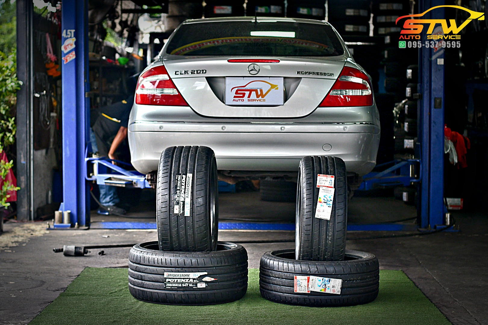 เปลี่ยนยาง Mercedes Benz CLK200 BRIDGESTONE POTENZA S007A F:225/40R18 R:255/35R18