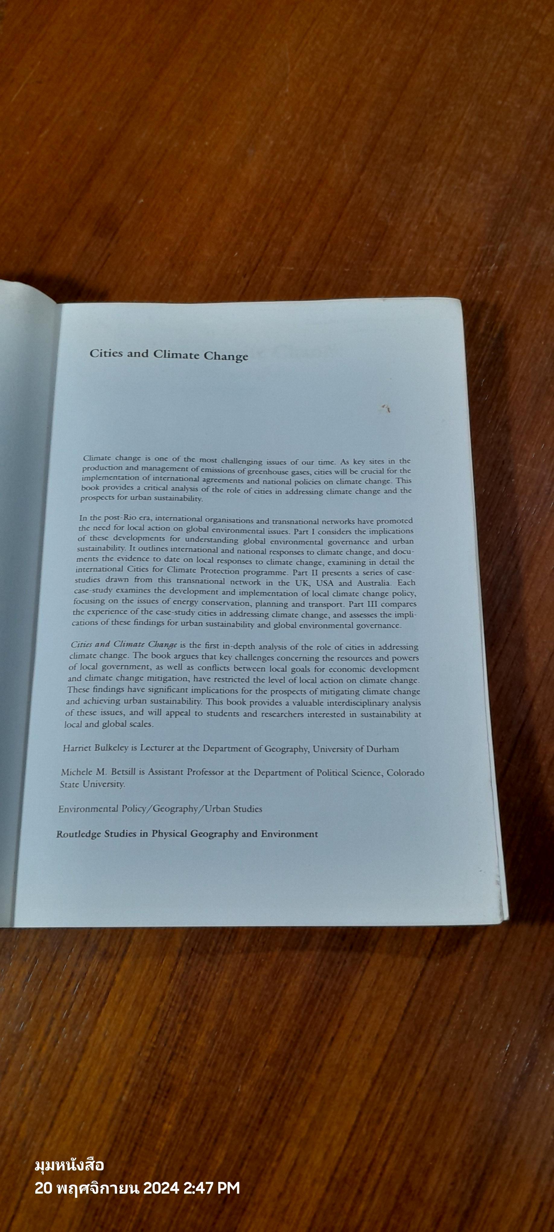 CITIES AND CLIMATE CHANGE / Harriet Bulkeley and Harriet Bulkeley