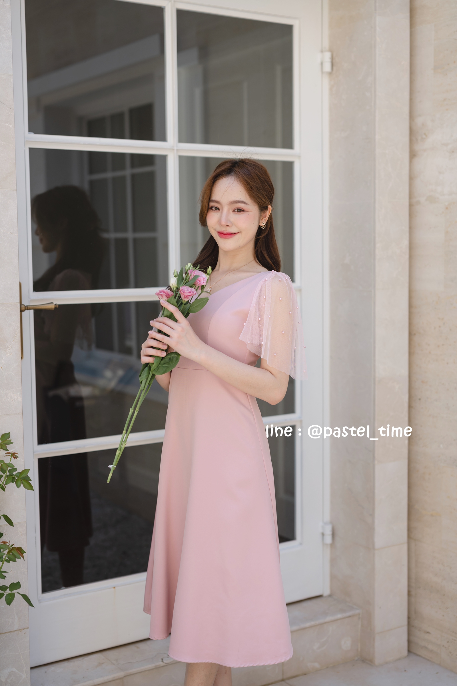 Dear Darling Midi Dress - สีชมพู