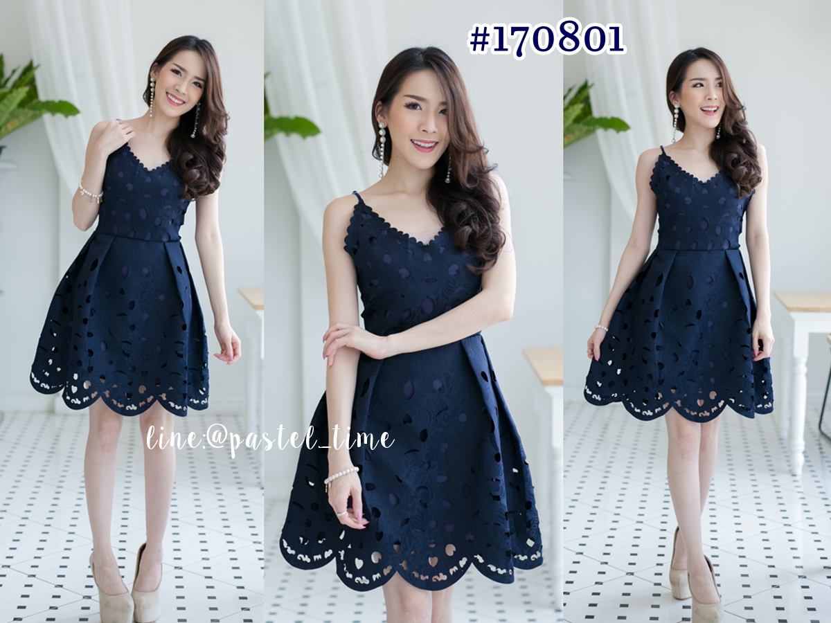Bella Navy Dress เดรส