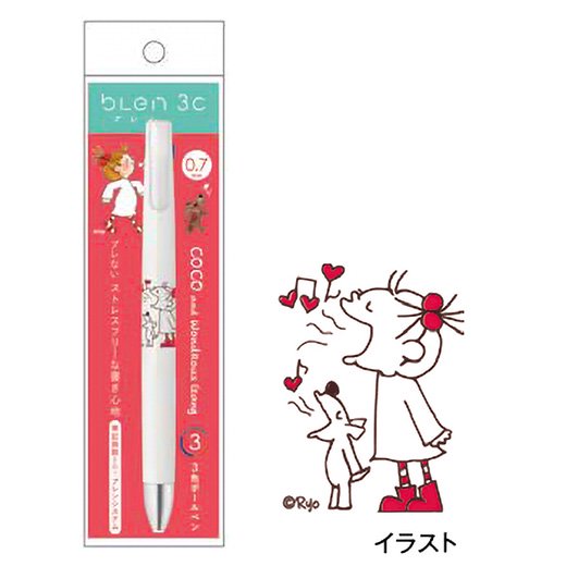 ปากกา Zebra bLen 3C ลาย Coco and Wondrous Gang สีขาว เป็นแบบหมึก 3 สีในแท่งเดียว หัว 0.7