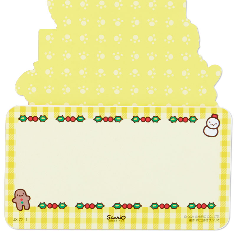 Sanrio Christmas Pop Up Card From Japan การ์ดอวยพรลาย Pompompurin กางออกมาเป็นต้นคริสต์มาสได้น่ารัก ขนาด 18.8 x 13 x 7.2 ซม.