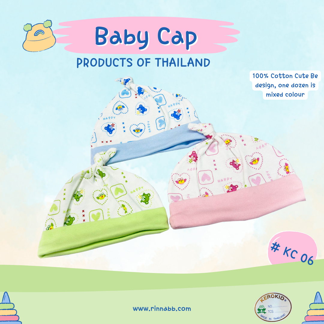 New born Cap หมวกลายผูกโบว์เดียว