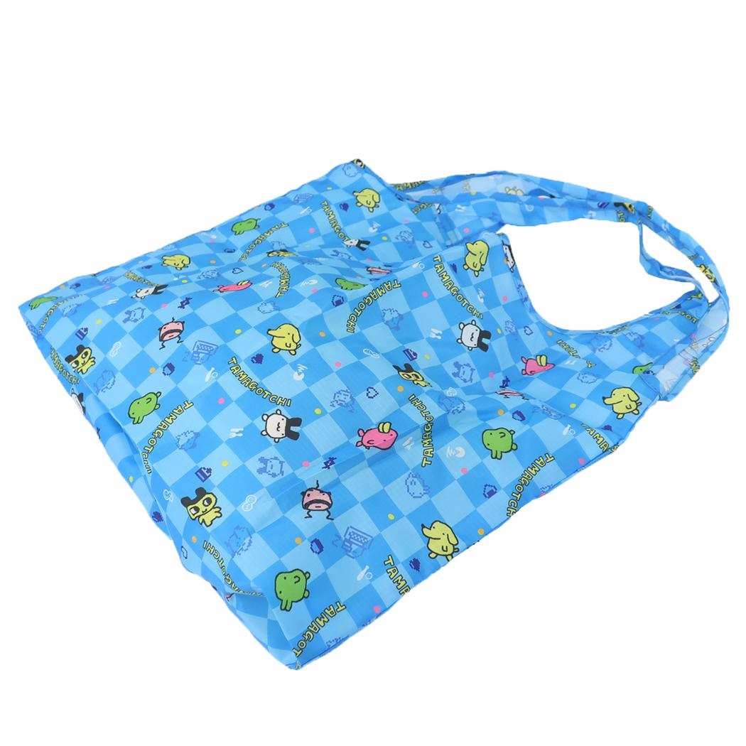 กระเป๋า Eco Bag ลาย Tamagotchi Shopping Bag สีฟ้า จากญี่ปุ่น พับได้ พกพาสะดวก ขนาด 34 x 42.5 ซม. / พับแล้วเหลือ 14.5 x 11 ซม.