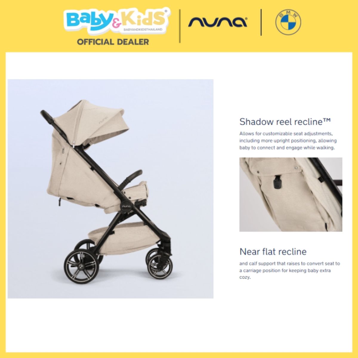 Nuna รถเข็นเด็ก รุ่น trvl lx พับเล็กขึ้นเครื่องบิน เหมาะสำหรับแรกเกิด - 22 kg. BMW สี Mica