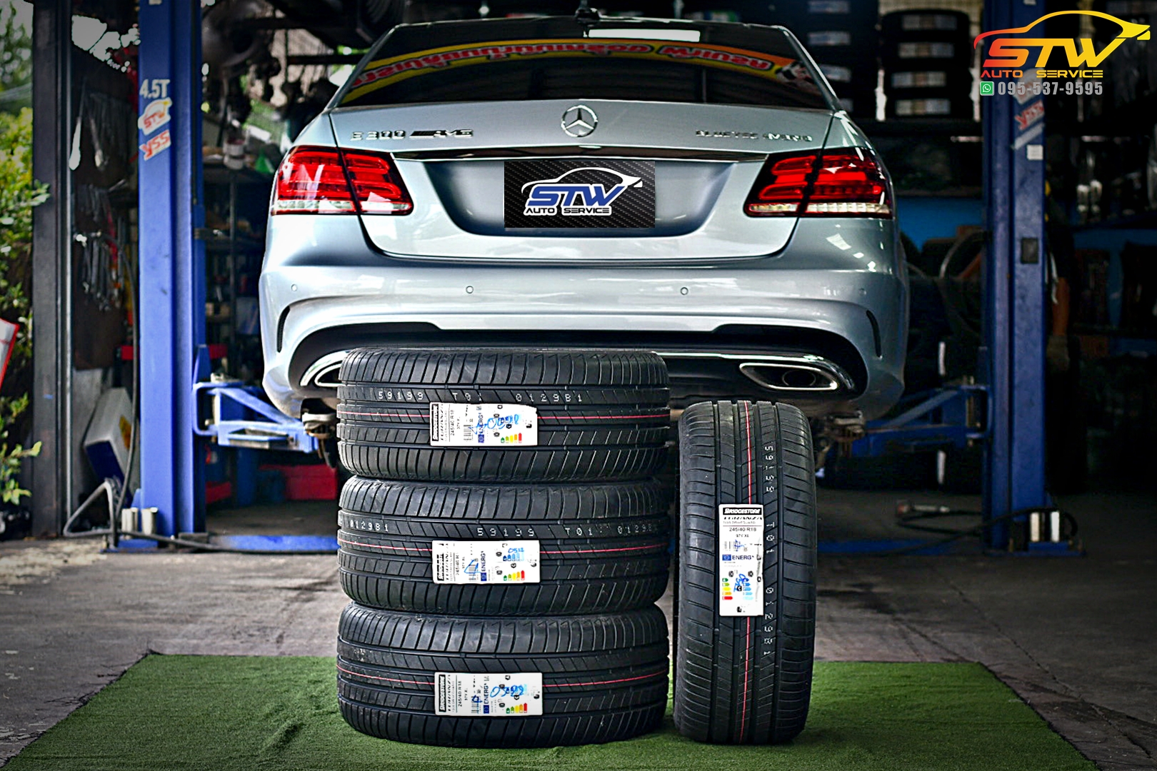 เปลี่ยนยาง Mercedes Benz E-Class E300 BRIDGESTON Turanza T005 DriveGuard RFT 245/40R18 97Y