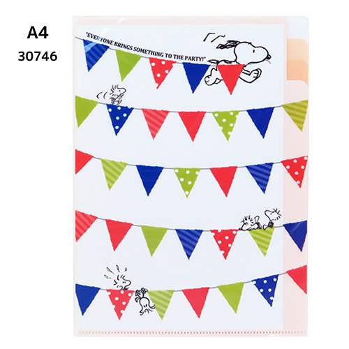 แฟ้ม A4 Snoopy Vintage ลาย Party แยกใส่เอกสารได้ 3 ช่อง
