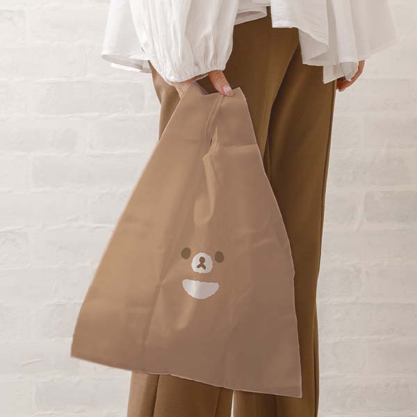 กระเป๋า Eco Bag ลาย Rilakkuma Cotton Face แบบ Chairoi Koguma พับได้ พกพาสะดวก ขนาด 63 x 38 ซม. / พับแล้วเหลือ 14 x 14 ซม.