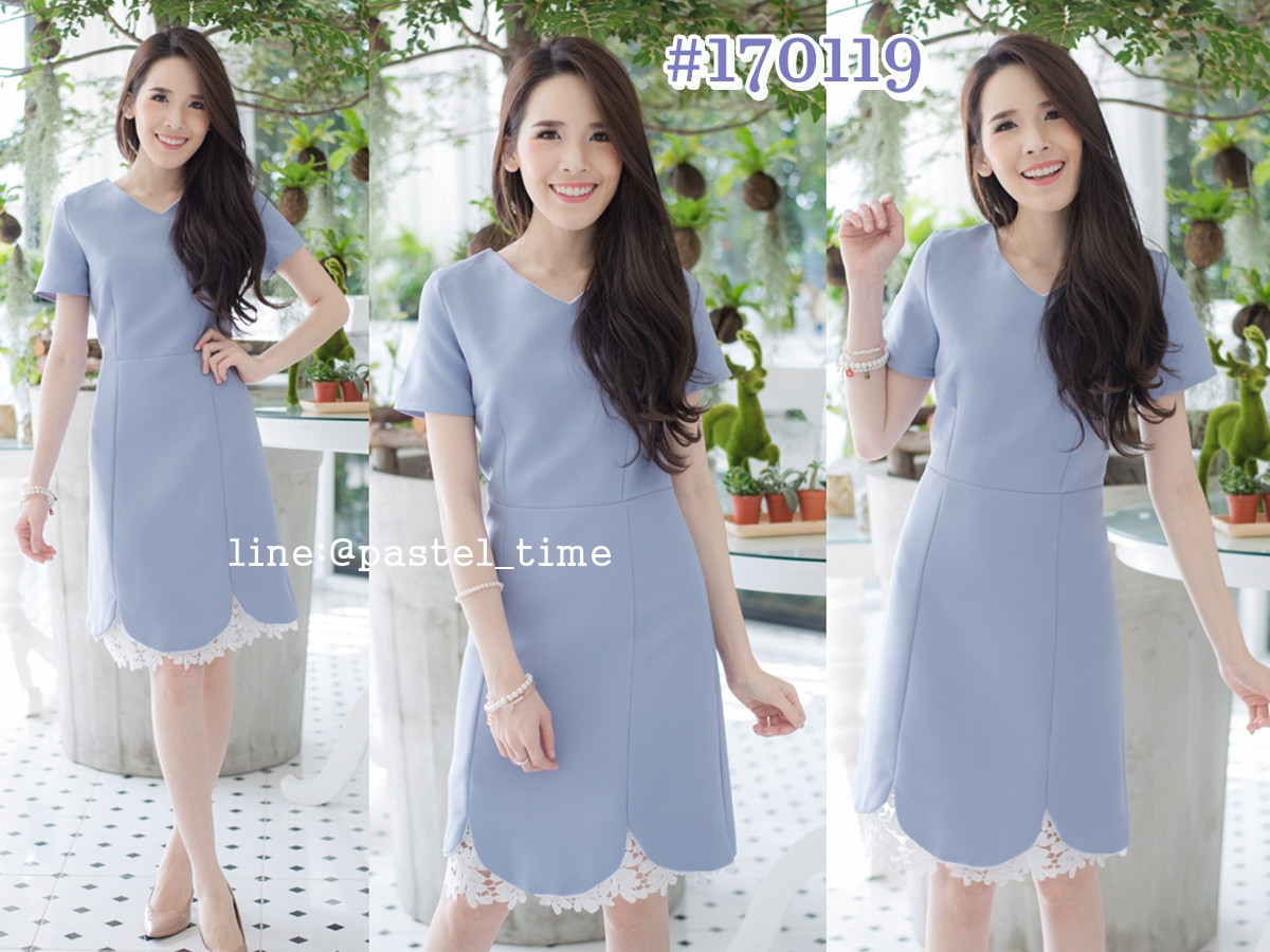 Misty Blue Curvy Lace Dress