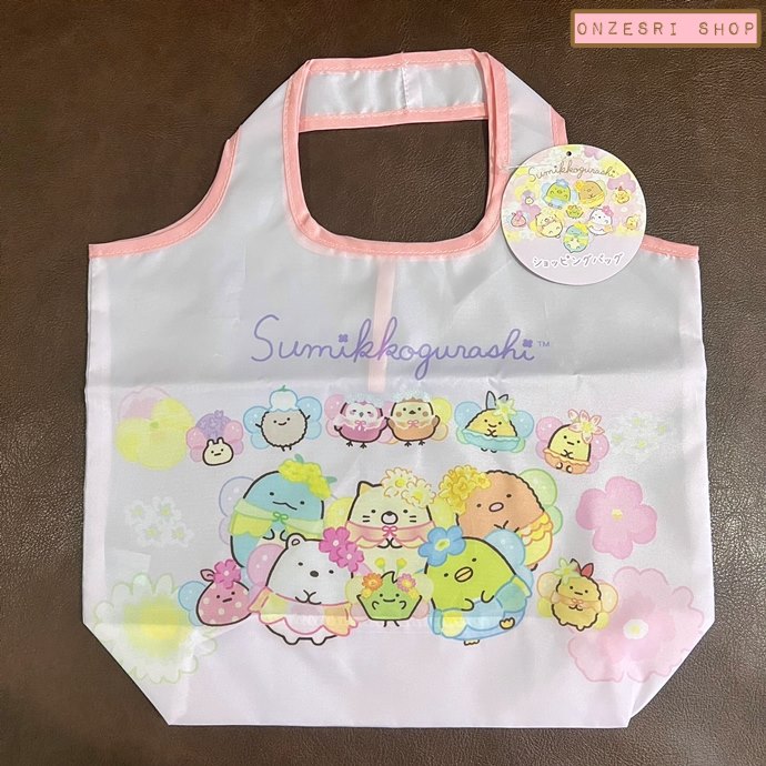 กระเป๋า San-X Shopping Bag ลาย Sumikko Gurashi - Zassou in the Fairy Flower Garden แบบลายสวนดอกไม้ พับได้ พกพาสะดวก ขนาด 36 x 34 ซม.