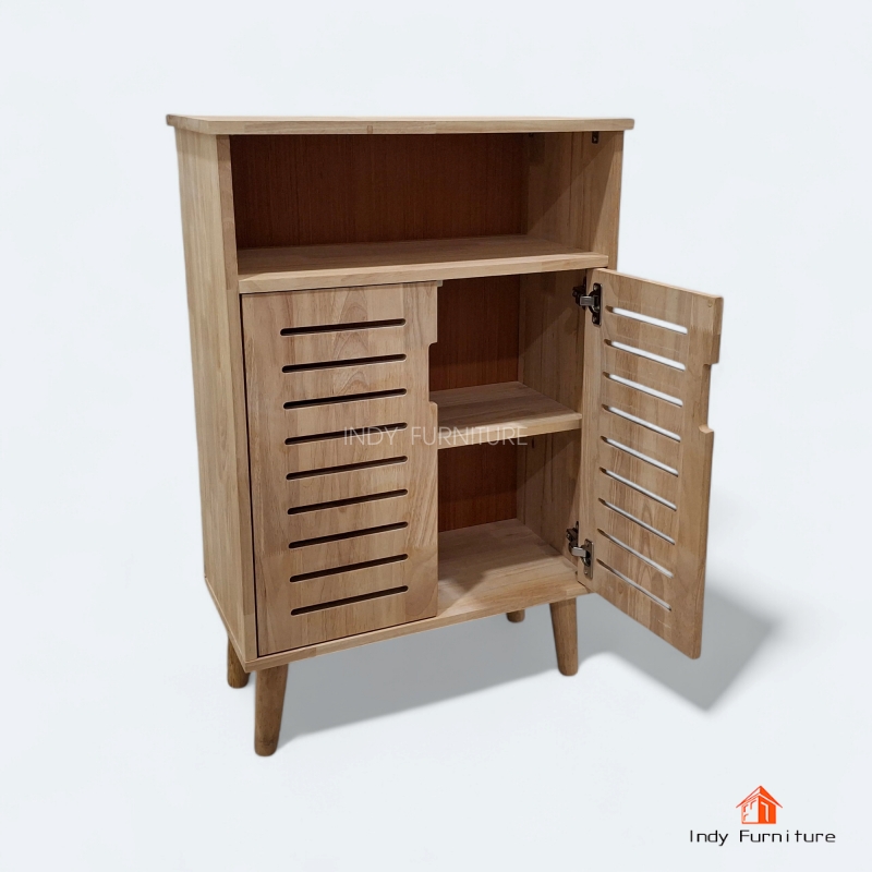Indy Furniture ตู้อเนกประสงค์ ตู้วางรองเท้า ตู้เก็บผ้าพับ รุ่น Airflow สีธรรมชาติ