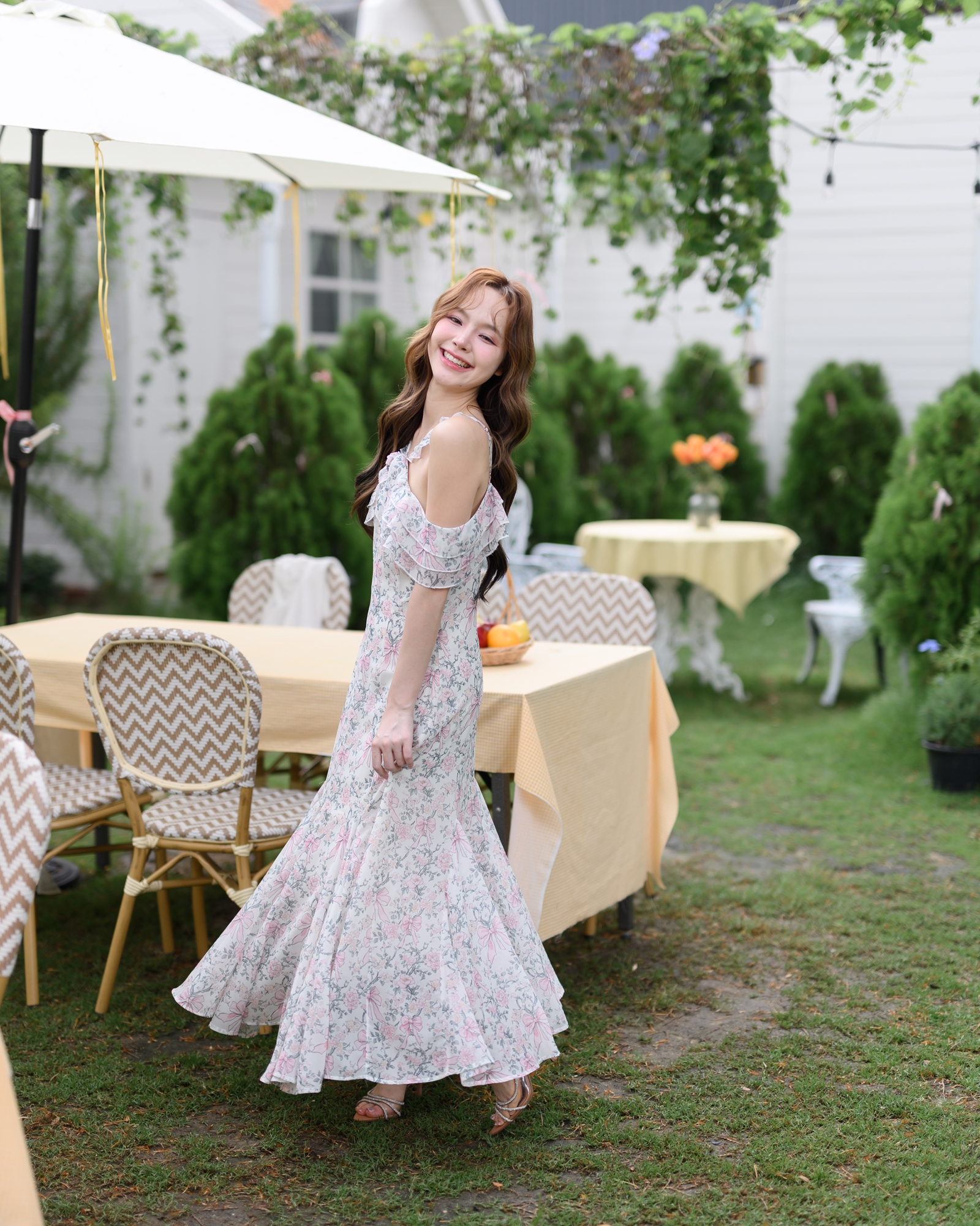 Coquette Bow Off-Shoulder Maxi Dress