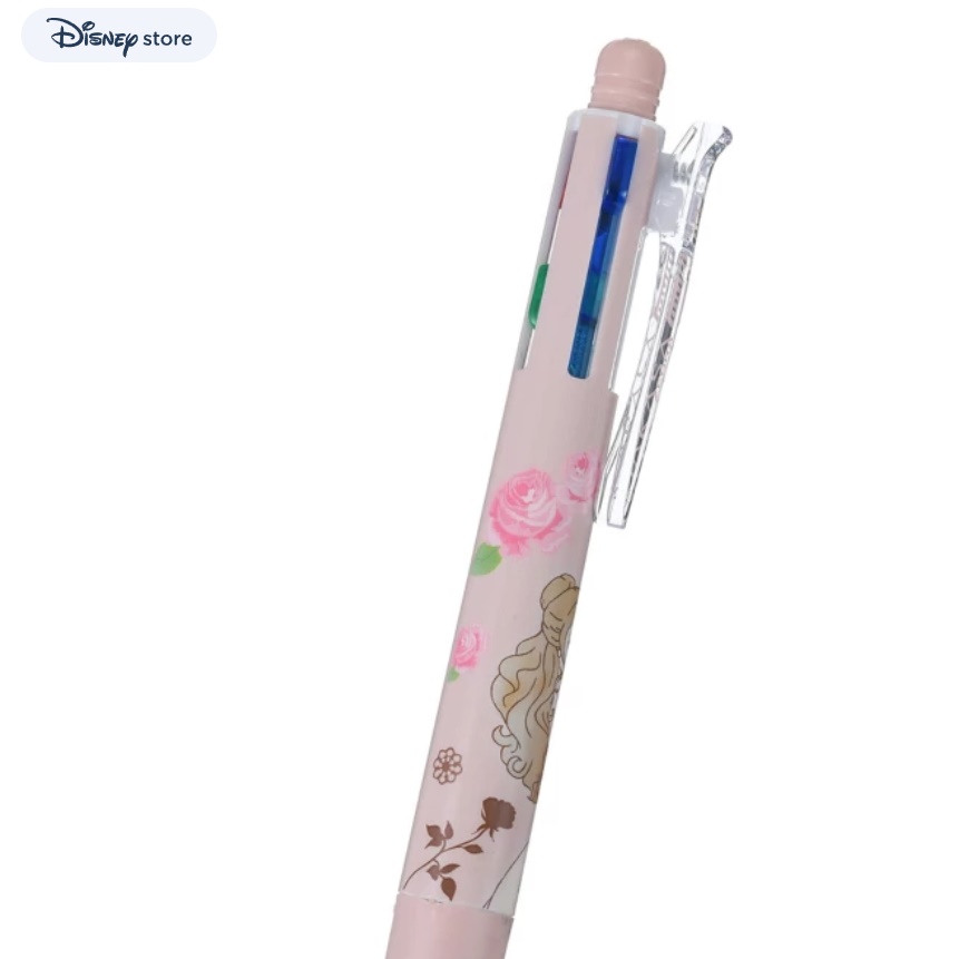 ปากกาหมึกเจล Sarasa Multi 4+1 เป็นปากกาหมึก 4 สี (ดำ แดง น้ำเงิน เขียว) และดินสอกดในแท่งเดียวกัน ลาย Belle (Beauty and the Beast) สีชมพู - Bell & Mrs. Potts and Chip มีขายเฉพาะที่ Disney Store Japan เท่านั้น