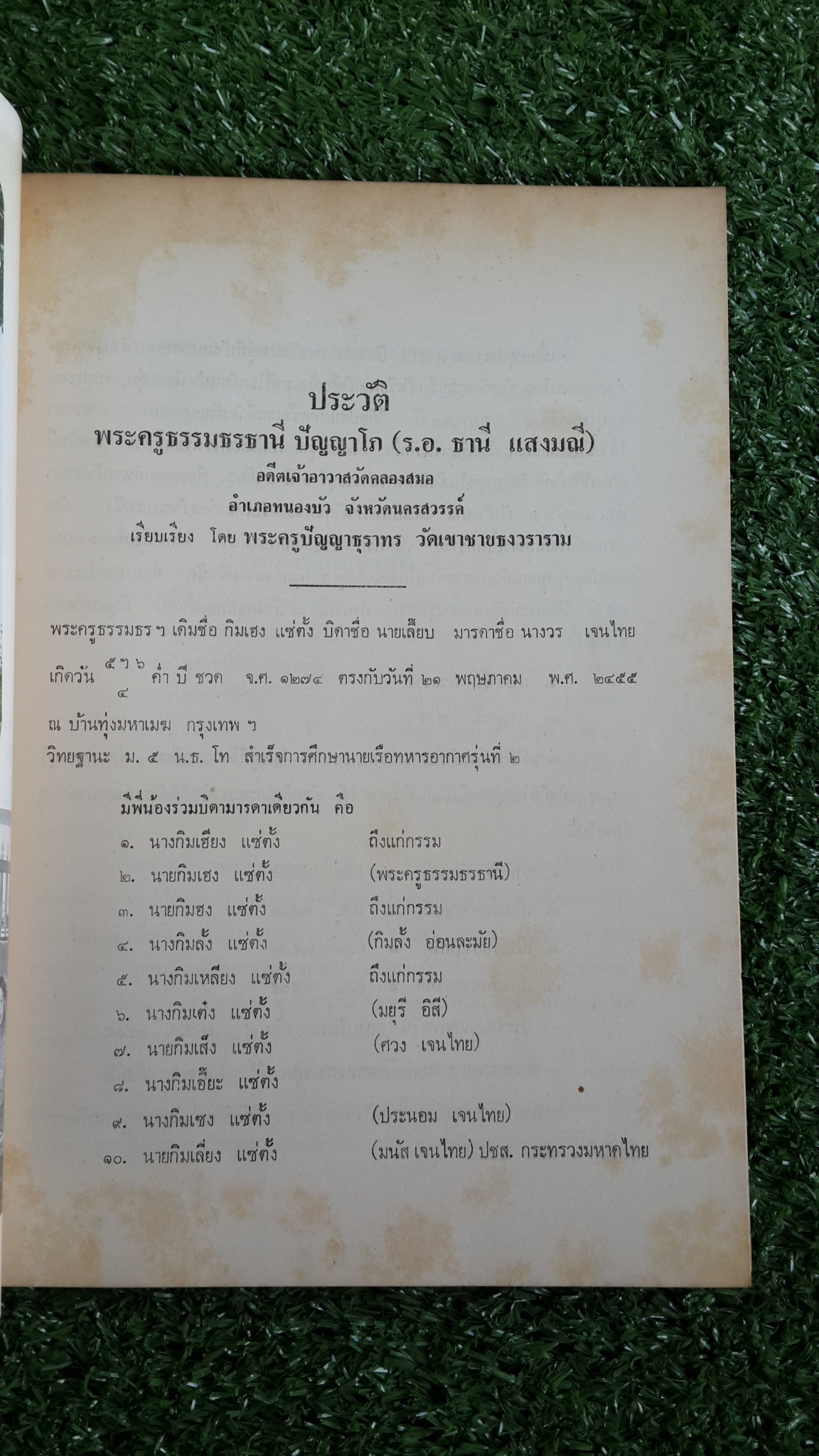 อนุสรณ์ในงานพระราชทานเพลิงศพ พระครูธรรมธานี ปัญญาโภ (ร.อ. ธานี แสงมณี)