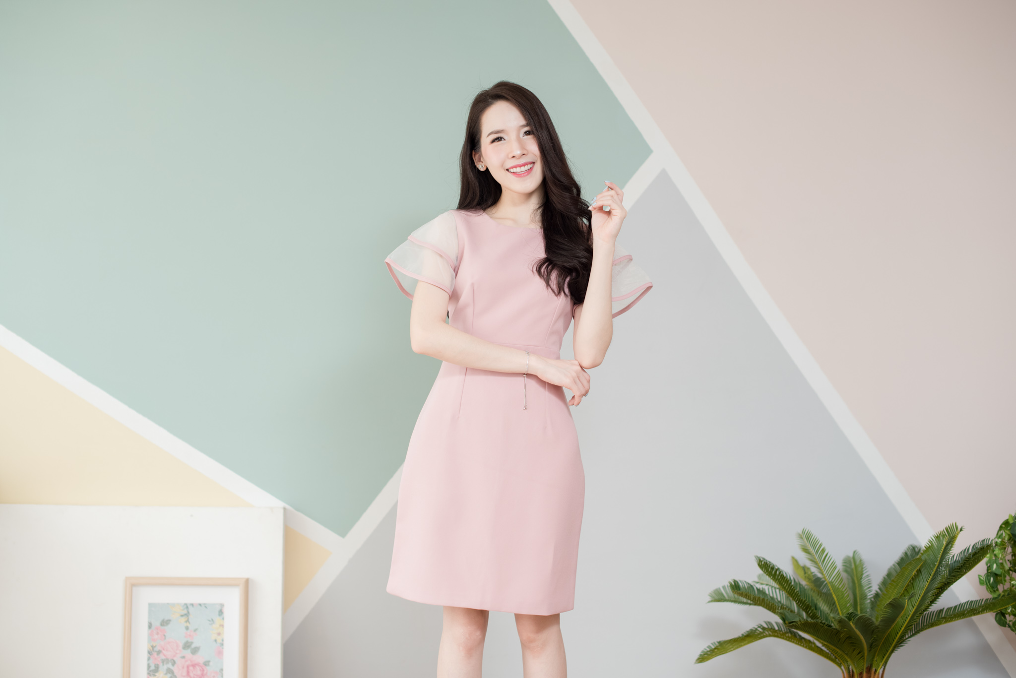 Lualen Ruffle Sleeve : สีชมพู