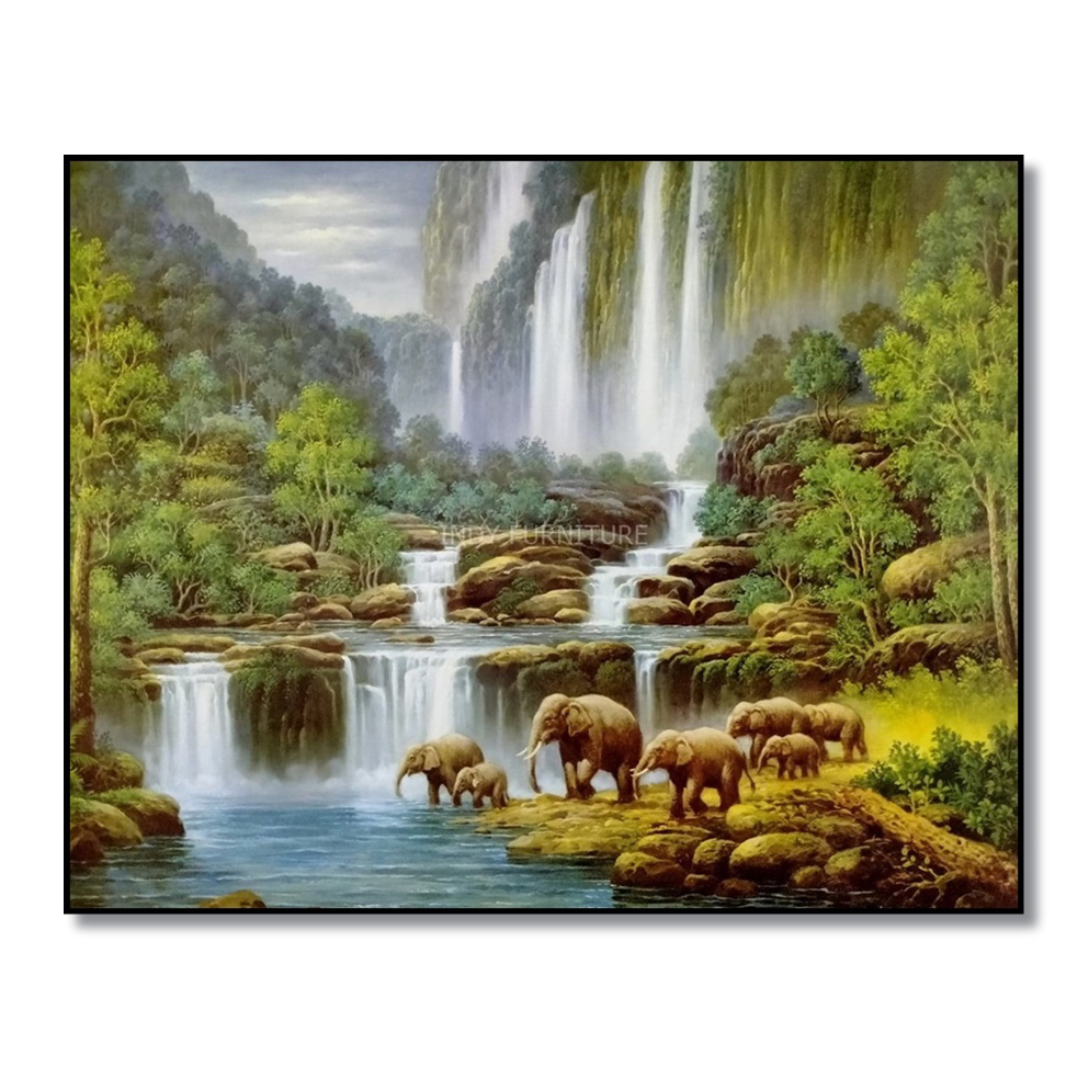 กรอบลอยภาพมงคล โขลงช้าง น้ำตก ขนาด 40x50x2 ซม. (2910)