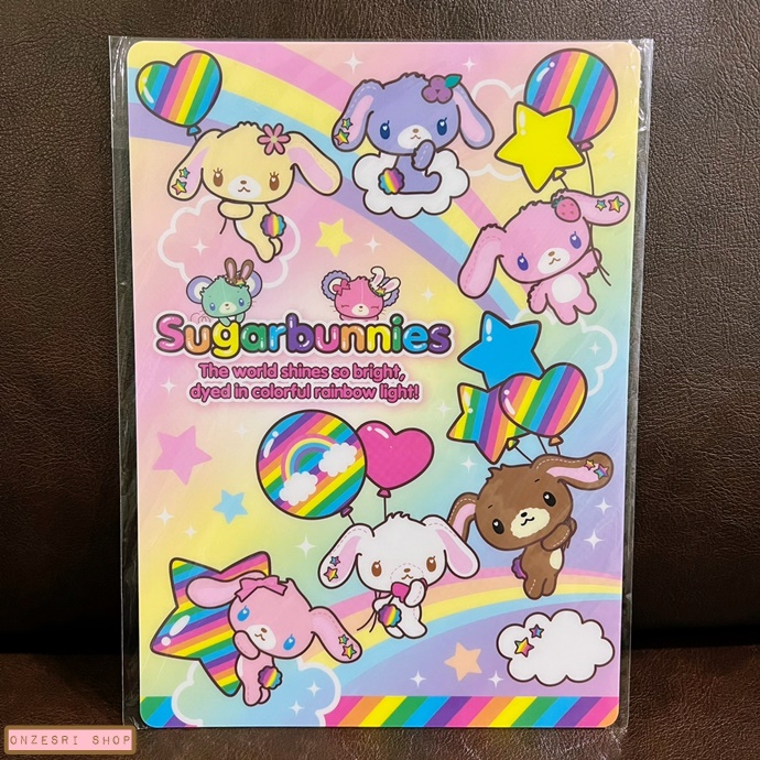 แผ่นรองเขียน Sugarbunnies จาก Sanrio Japan เป็นพลาสติกแข็ง ขนาด 18 x 25 ซม.