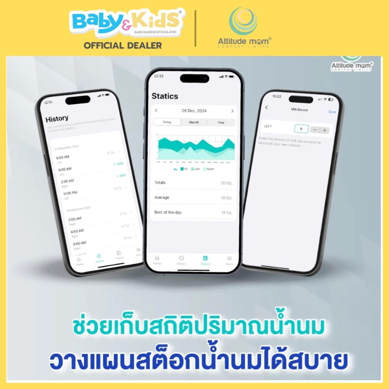 Attitude Mom เครื่องปั๊มนมไร้สาย รุ่น Easy Life III ( เดี่ยว ) ควบคุมการทำงานผ่านแอปพลิเคชั่น