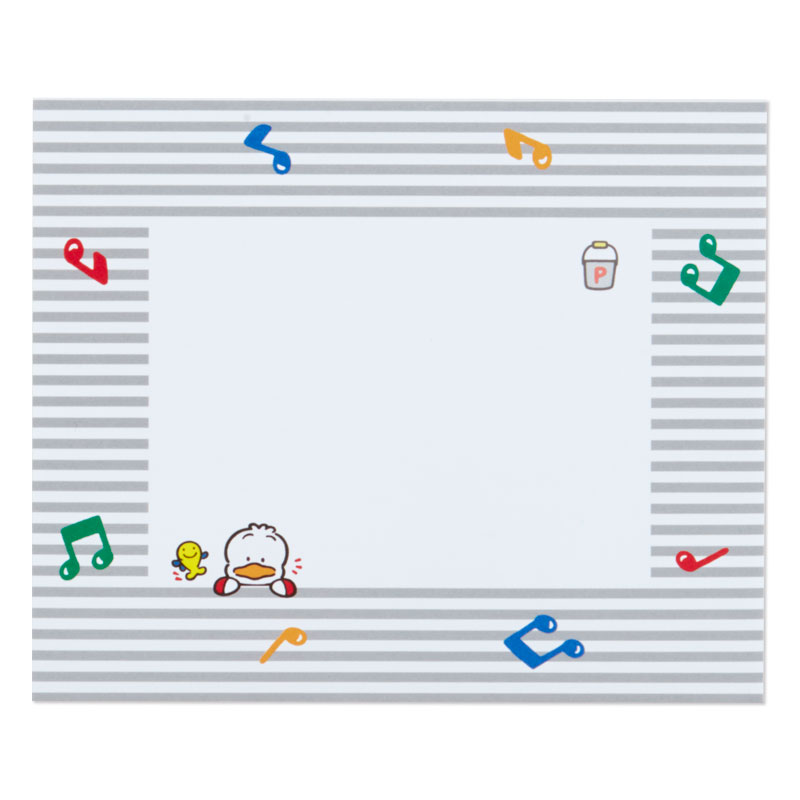 การ์ดเปล่า Sanrio & Seal Card แบบ Ahiru no Pekkle สามารถเขียนด้านในได้ มีสติกเกอร์น่ารักให้แปะได้ 1 แผ่น มาพร้อมซองลายน่ารักเข้ากัน ขนาดประมาณ 12 x 14.4 ซม.