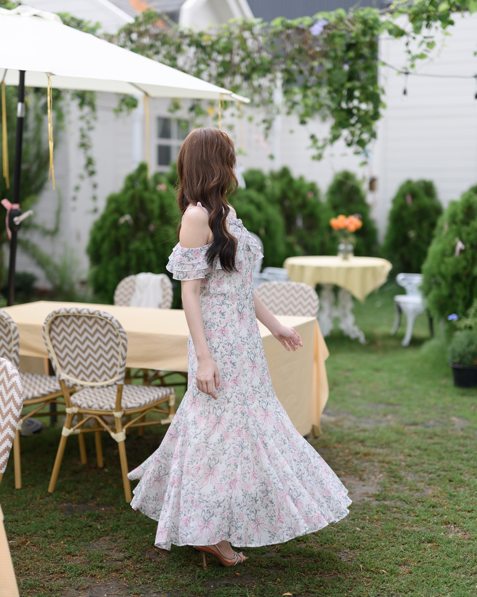 Coquette Bow Off-Shoulder Maxi Dress