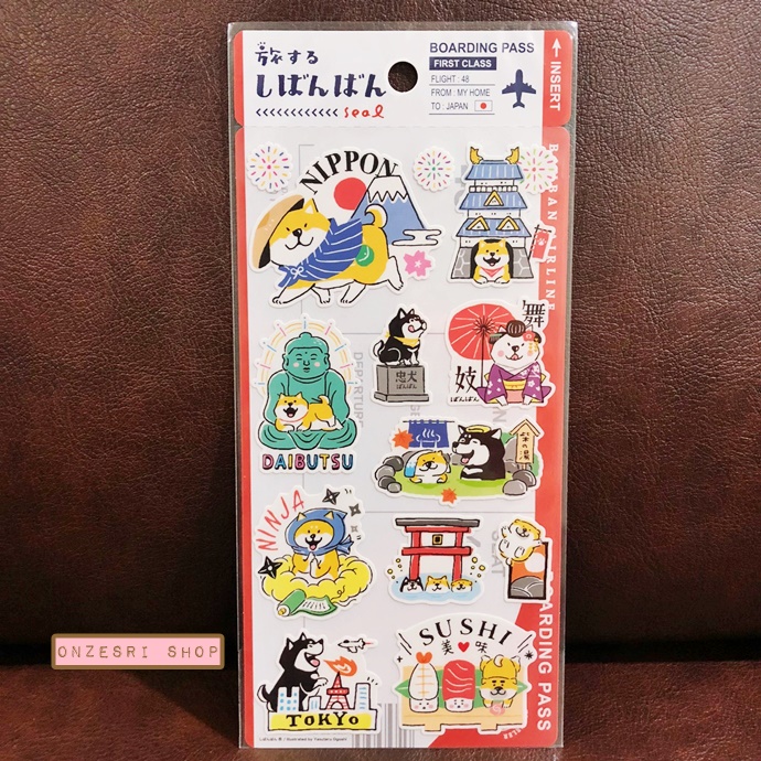 สติกเกอร์ Shibanban Boarding Pass Sticker จากญี่ปุ่น ลาย Japan ขนาด 9 x 20 ซม.