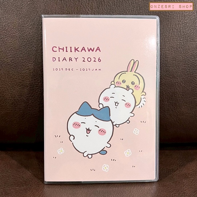 สมุด 2026 Schedule Book เล่มบาง A6 ลาย Chiikawa 3 ตัว สีครีม ขนาด 10.5 x 15 ซม. (48 หน้า) มีให้จดตั้งแต่เดือน 12/2025 - 1/2027 เป็นปฎิทินแบบ monthly