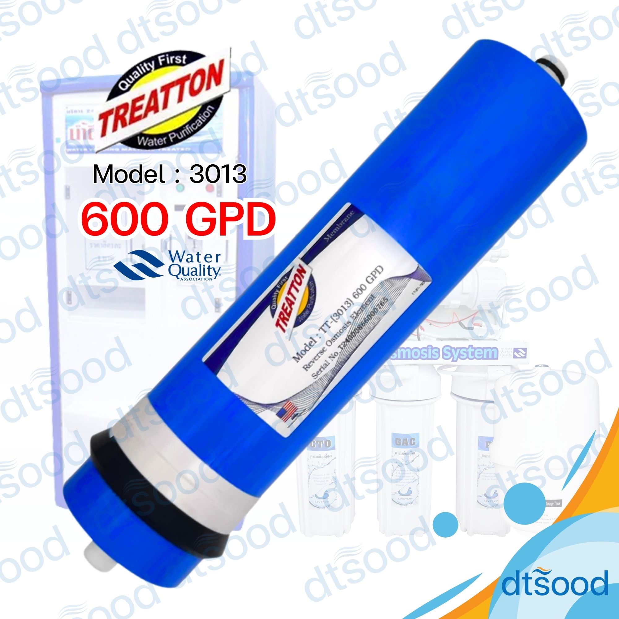 ไส้กรองน้ำ RO Membrane ขนาด 600 GPD ยี่ห้อ Treatton กรองละเอียด 0.0001 ไมครอน