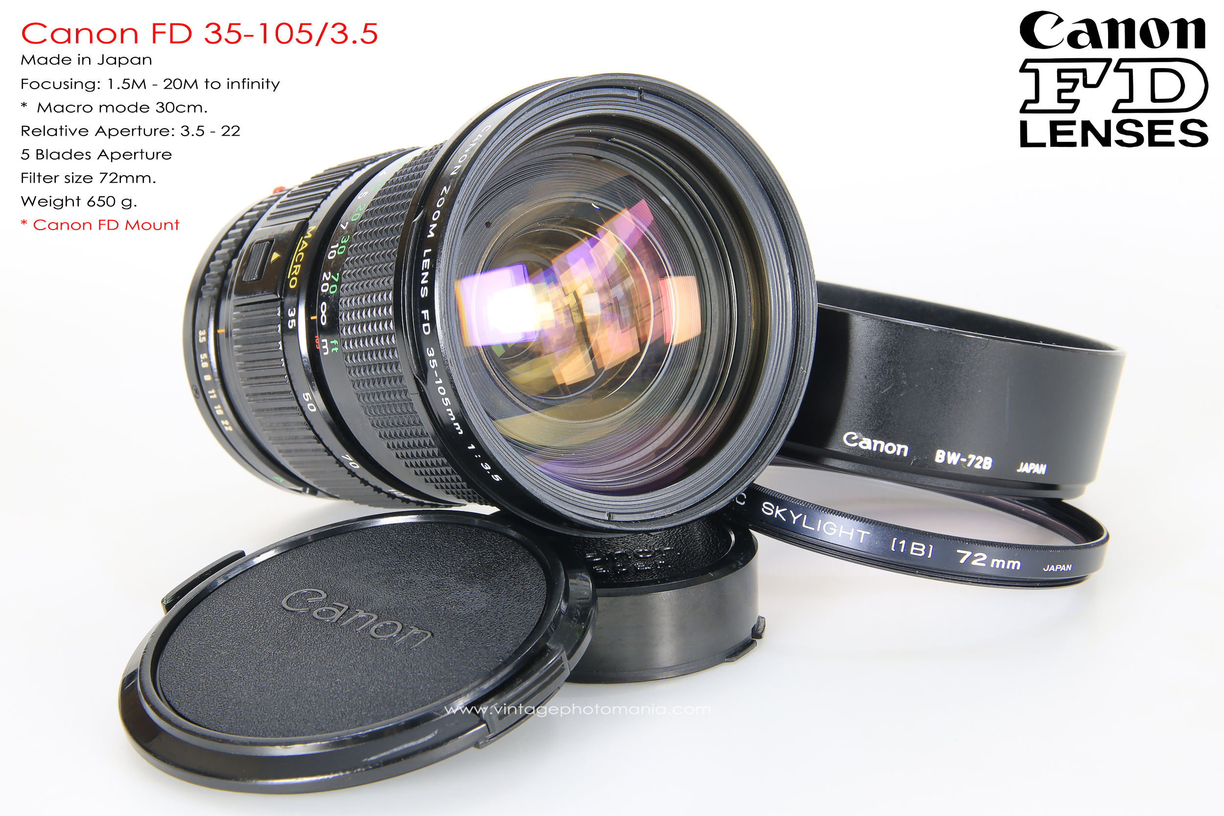 Canon FD 35-105/3.5 *FD Mount เลนส์อเนกประสงค์เอฟกว้างคุณภาพดี