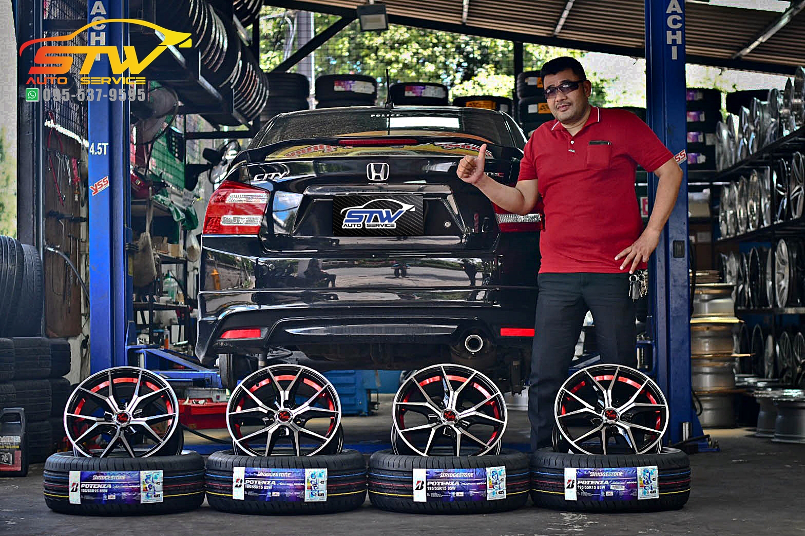 ล้อแม็กซ์ YUSTA Y-40 ขอบ15นิ้ว+BRIDGESTONE RE004 195/55R15 85W
