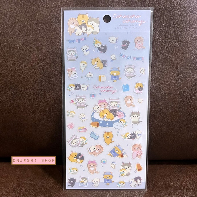Sticker ลาย Corocoro Coronya Sleepover Party แบบสีฟ้า ขนาด 20 x 9.5 ซม.