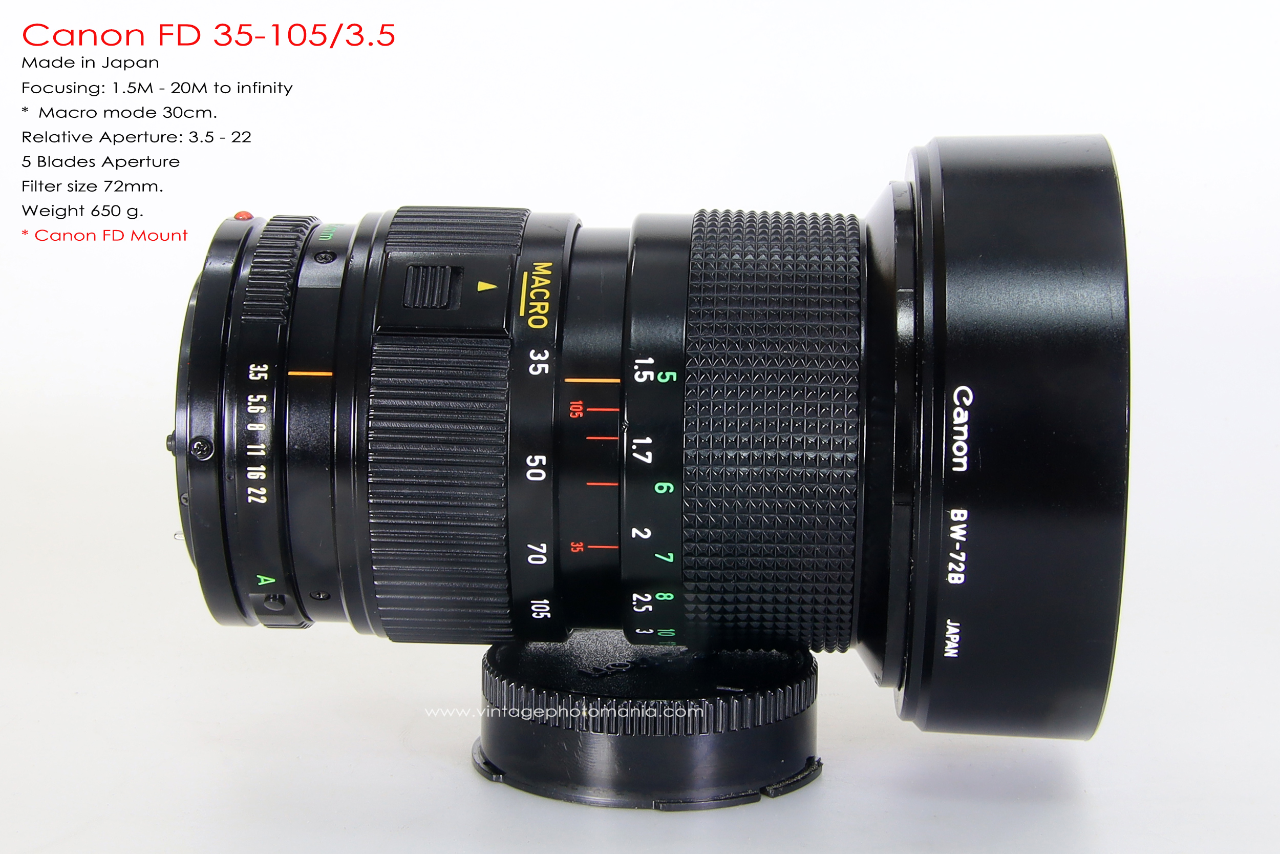 Canon FD 35-105/3.5 *FD Mount เลนส์อเนกประสงค์ไวแสงเอฟไม่ไหล