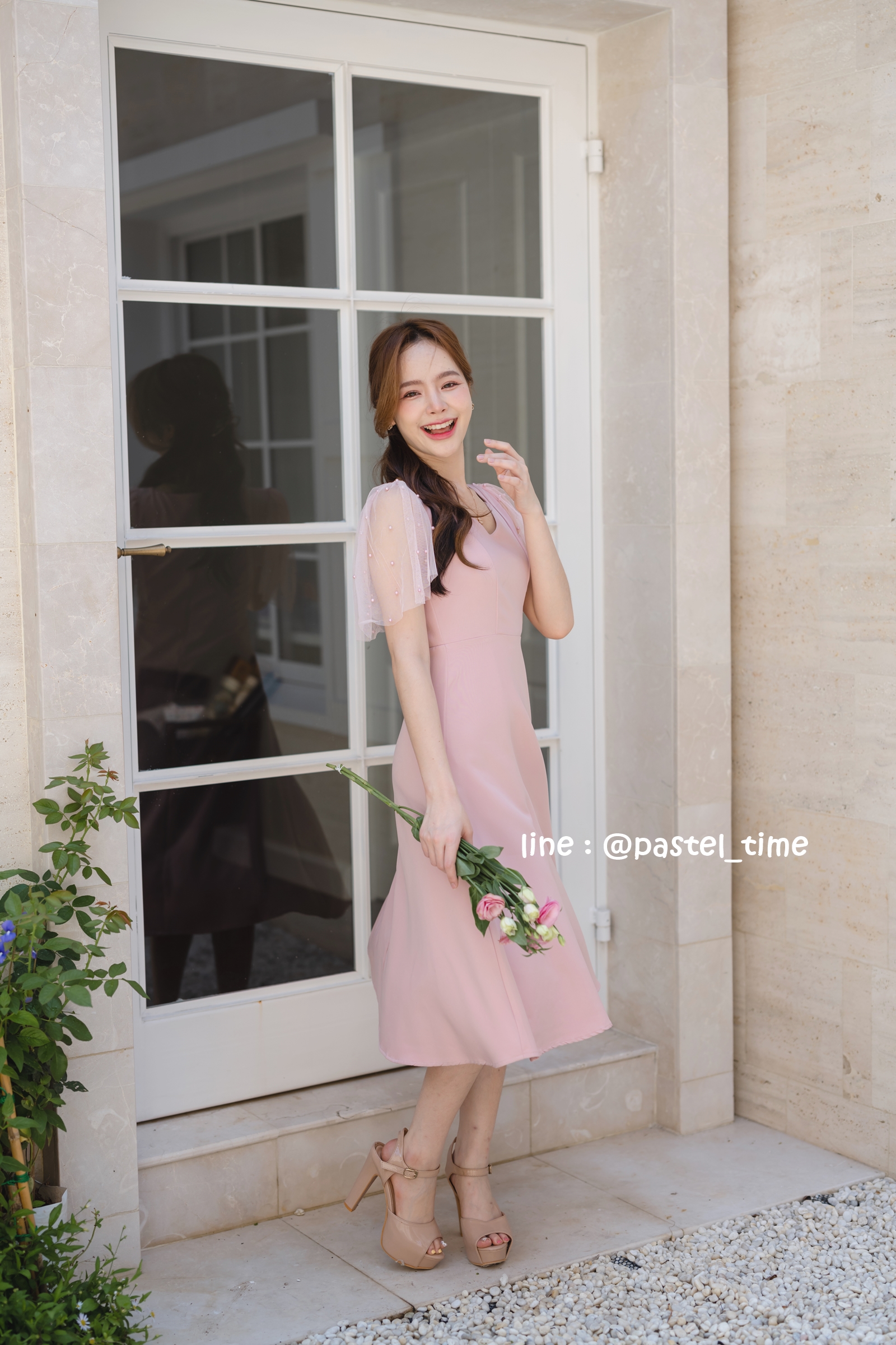 Dear Darling Midi Dress - สีชมพู