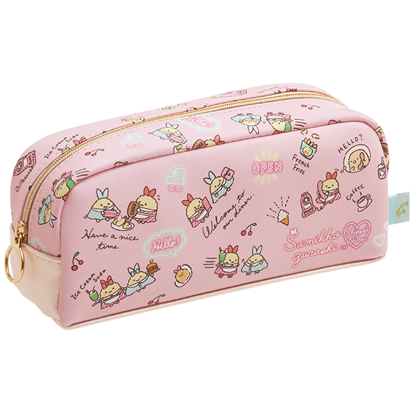 กระเป๋า Sumikko Gurashi Shippo's Diner Pen Case สีชมพู แบบยาว ใส่เครื่องเขียนได้ ขนาด 8 x 18 x 5.5 ซม.