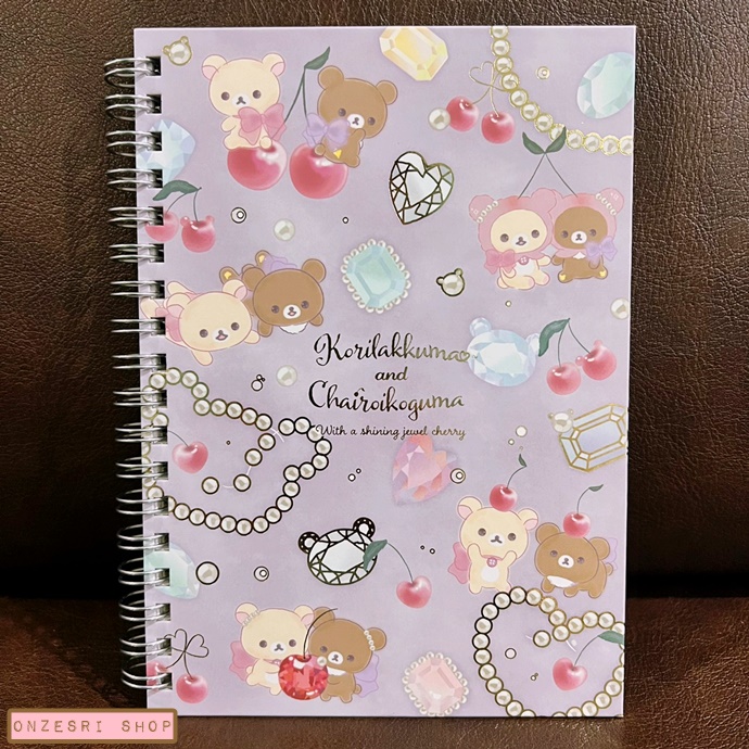 สมุดริมลวด Rilakkuma - Korikogu No Jewel Cherry แบบสีม่วง ปกแข็ง ขนาด B6 (18 x 12.5 ซม.) 120 หน้า