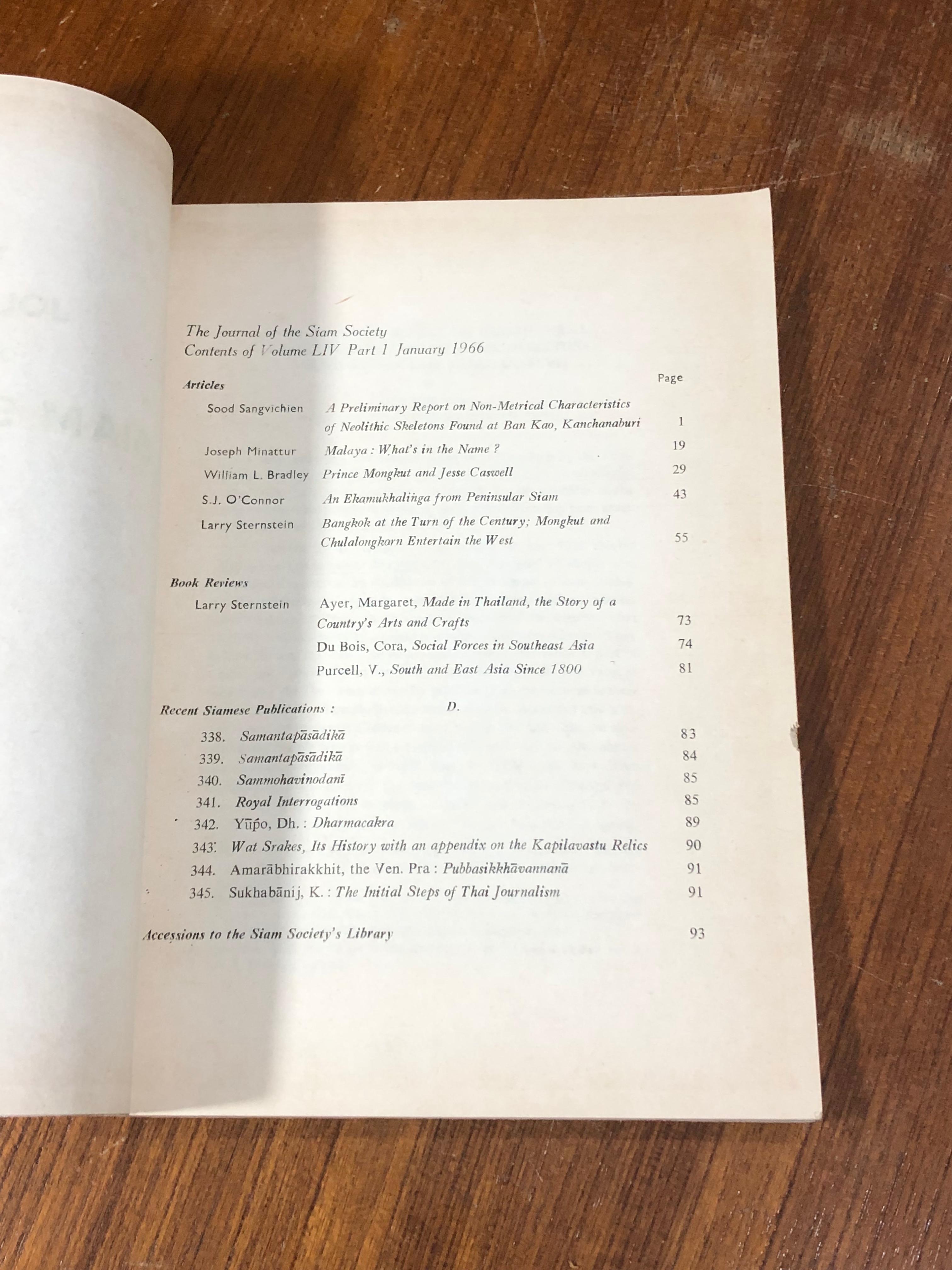 The Journal of The Siam Society (JSS) Volume LIV Part I January 1965