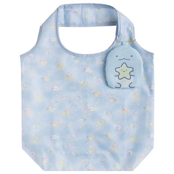 กระเป๋า Eco ลาย Sumikko Gurashi Hoshizora Sampo Shopping Bag แบบ Tokage ฟ้า พับได้ พกพาสะดวก มีที่เก็บเป็นพวงกุญแจ ขนาด 50 x 41 x 14 ซม. / พับแล้วเหลือ 13.5 x 12 x 2 ซม.