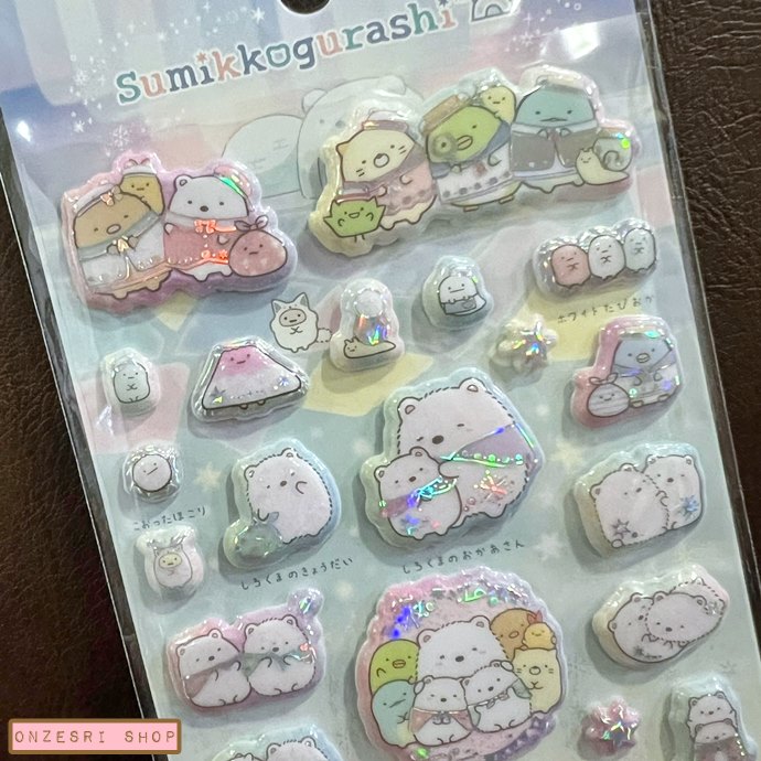 สติกเกอร์แบบนูน Sumikko Gurashi Shiro Kuma Hometown Funi Funi Sticker ขนาด 20 x 9.5 ซม. มี 2 แบบให้เลือก