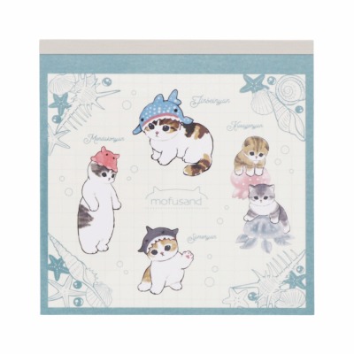 สมุดฉีก mofusand จากญี่ปุ่น ลาย Sea Creatures Nyan ขนาด 9.5 x 9.5 x 1 ซม. 4 ลาย รวม 100 แผ่น