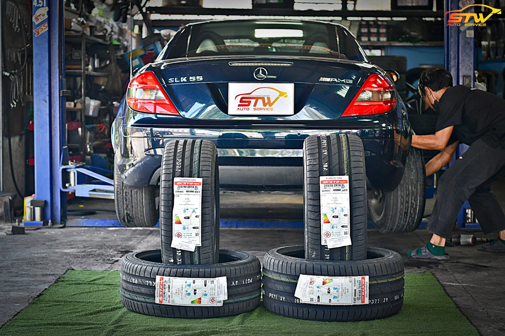ยาง KUMHO ECSTA PS71 F 225/40R18 92Y R 255/35R18 94Y ติดตั้งใส่ Mercedes Benz SLK 55
